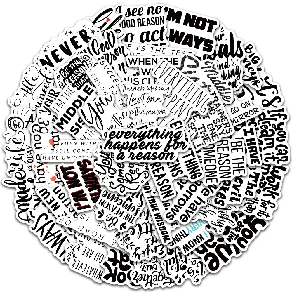 Стикеры мотивационные черно-белые 10/30/50 шт. | Игрушки и хобби