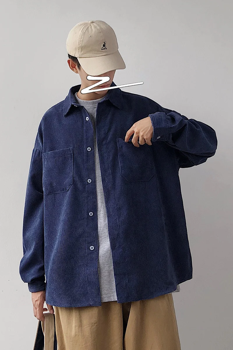 2019 осень и зима новый однотонный вельветовый с длинными рукавами порт ветер