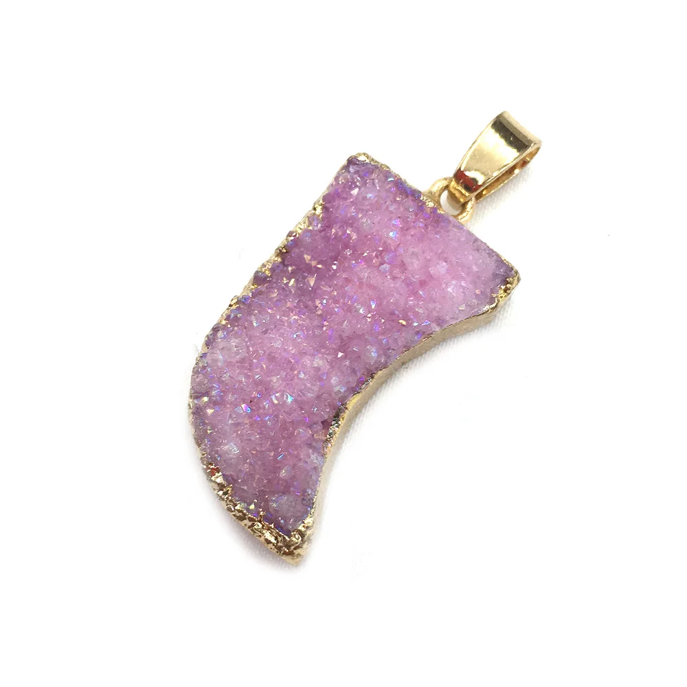 

Knife-shaped Pink Agates Blue Agates Pendant Reiki Healing Natural Stone Amulet DIY Jewelry Natural Stone Charms Size 16x30mm