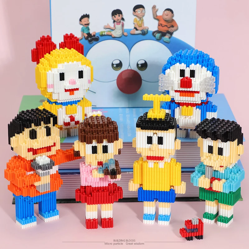 

Классическая Аниме кукла синий кот Модель 3D Строительные блоки DIY робот миниатюрные строительные блоки сборные игрушки Детские подарки без...