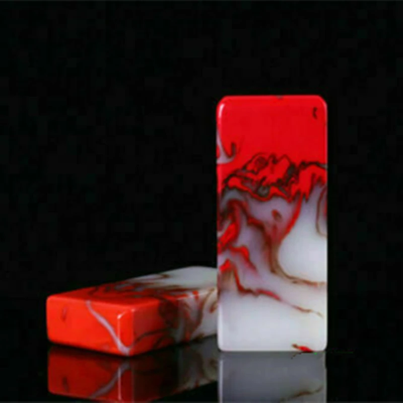 

Chinese Hand-Carved Natural Chicken Blood Stone Seal Collection Ornaments