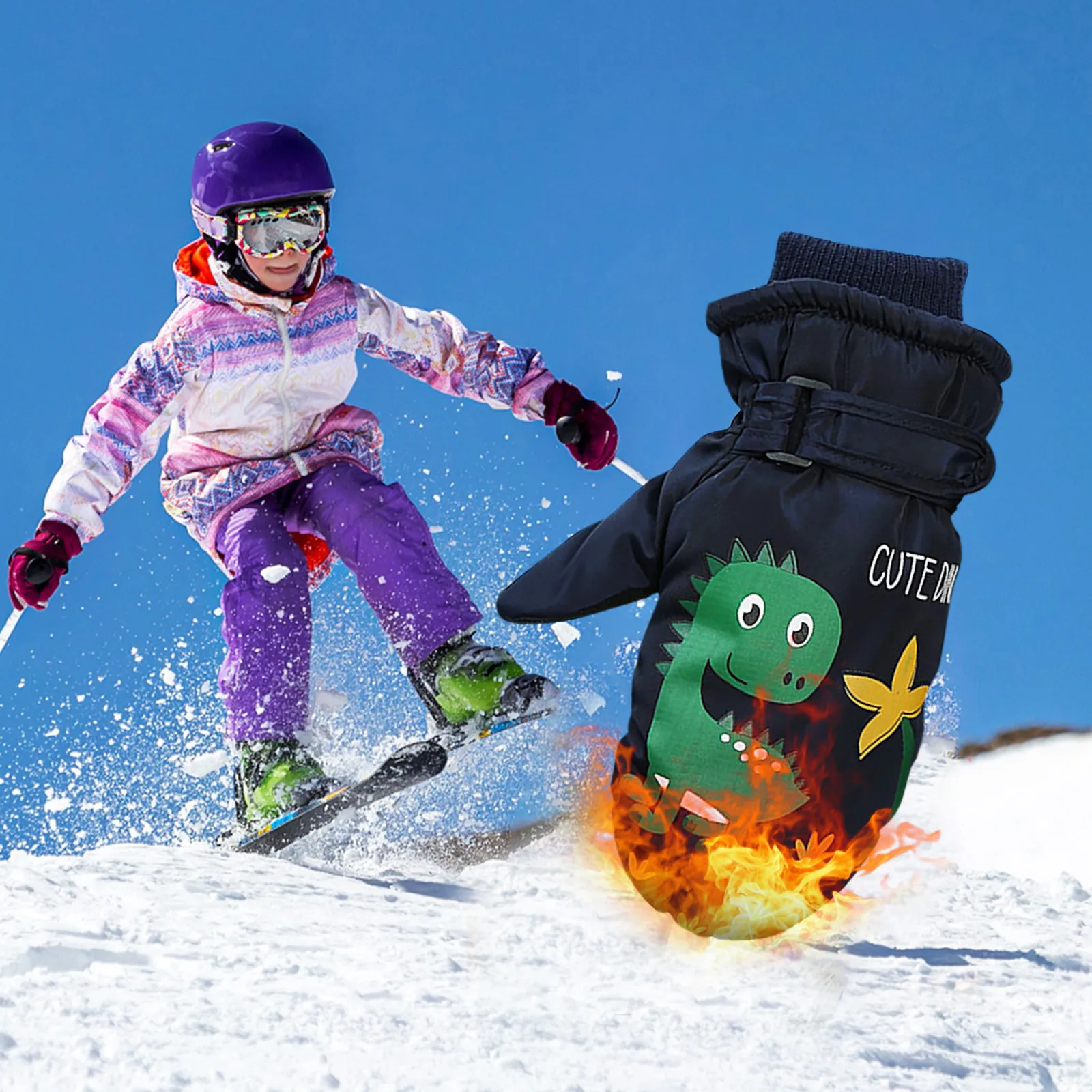 

Зимние Детские ветрозащитные теплые лыжные перчатки для катания на коньках и сноуборде, вязаные откидные варежки для мальчиков и девочек, р...