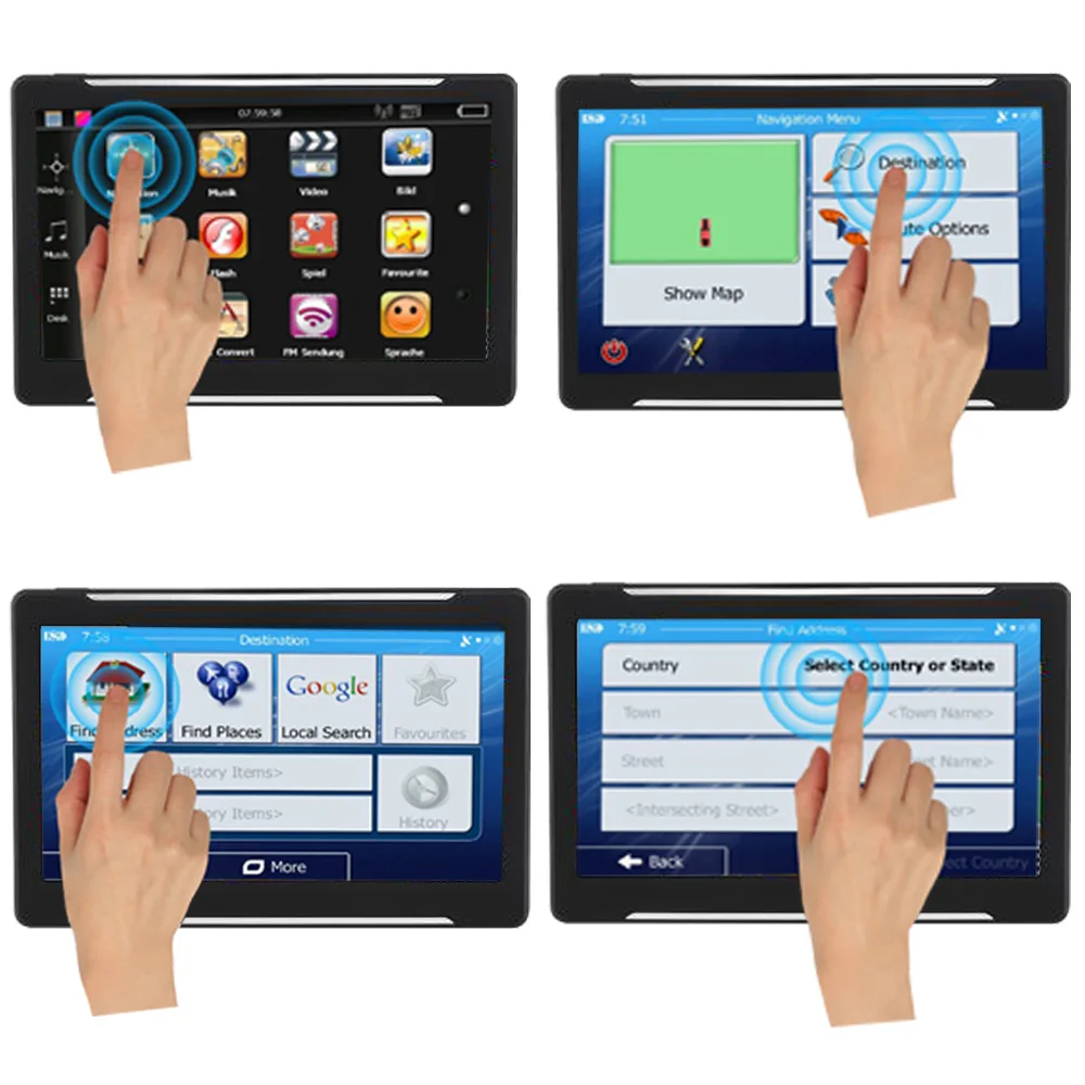 Автомобильный GPS навигатор 7 дюймовый HD ЖК экран FM спутниковая голосовая