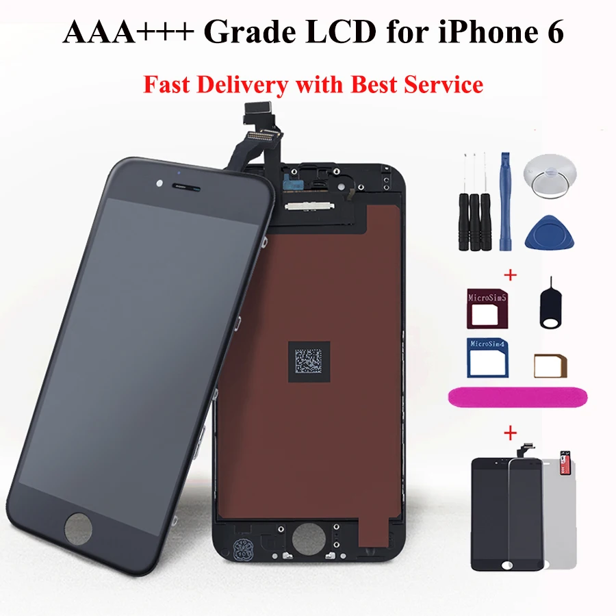 AAA +++ ЖК дисплей для iPhone 6 6G сенсорный экран дигитайзер в сборе сменный емкостный