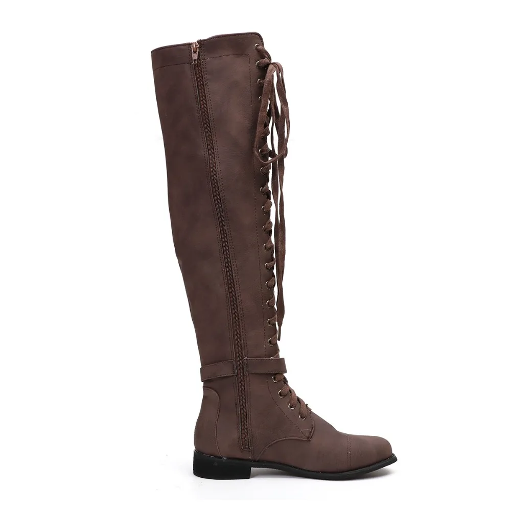 Zapatos mujer/зимние сапоги до колена; женские сапоги для верховой езды из искусственной кожи на среднем каблуке; женская Винтажная обувь с пряжкой и бахромой; chaussures femme