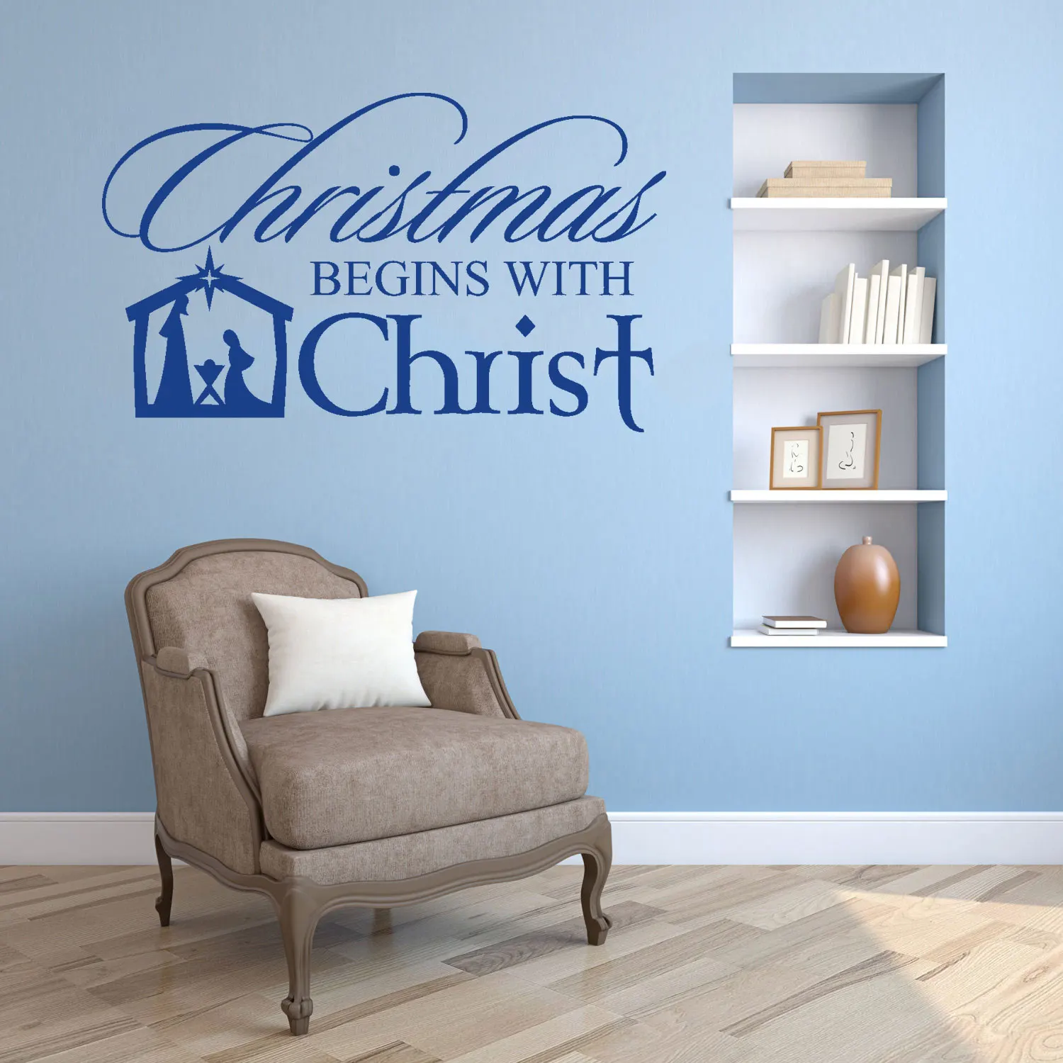 

Christmas Begins With Christ Wall Decal Religious Nativity Scene Vinyl Wall Decals Home Church Decoration Window DW12855