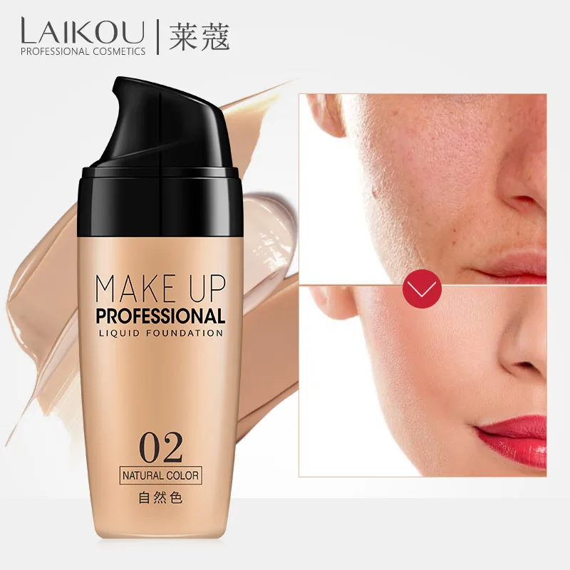 laikou Full Cover Liquid Foundation Makeup Face Base Long Lasting Concealer Primer BB Cream Make Up Cosmetics 50ml