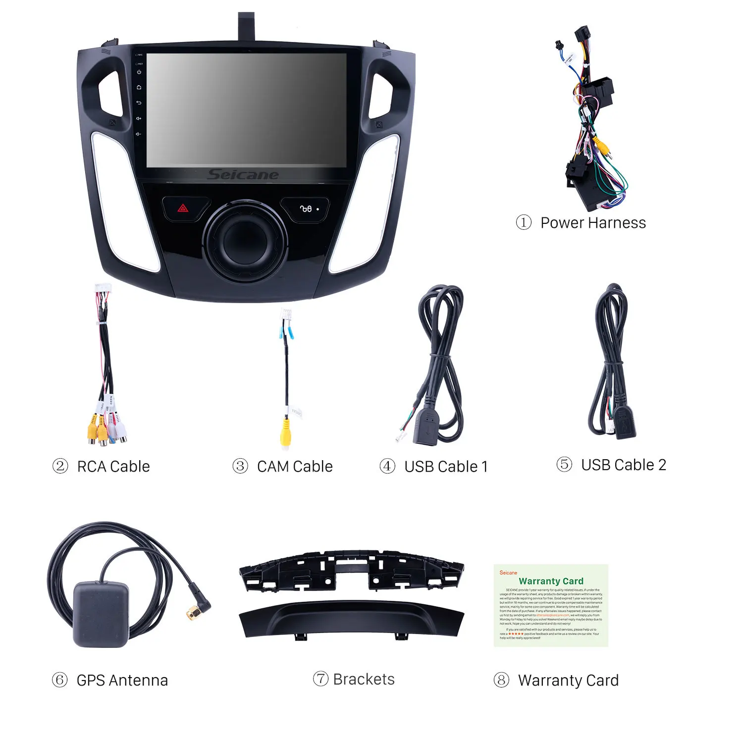 Seicane 2Din Android 8,1 9 дюймов gps мультимедийный плеер Bluetooth Wifi Автомагнитола головное устройство для 2011 2012 2013 Ford Focus