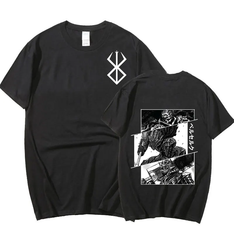 

Berserk Guts Double-Sided Harajuku Streetwear Printing Tshirt Top Tees Male Aesthetic Kawaii Japanese Harajuku Couple T Shirt