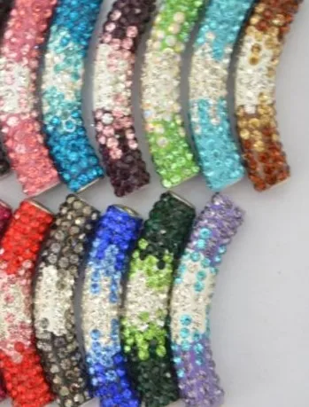 

jhth4 black blue discount mixed multi color micro pave long bending tube crystal gradual crystal beads