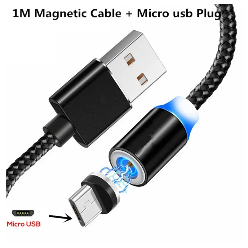For Micro Black Быстрая зарядка Магнитный USB кабель QC 3,0 зарядное устройство для samsung huawei y6 prime y7 y5 honor 8 9 10 lite p20 p30 mate 20 10 lite - Цвет: For Micro Black