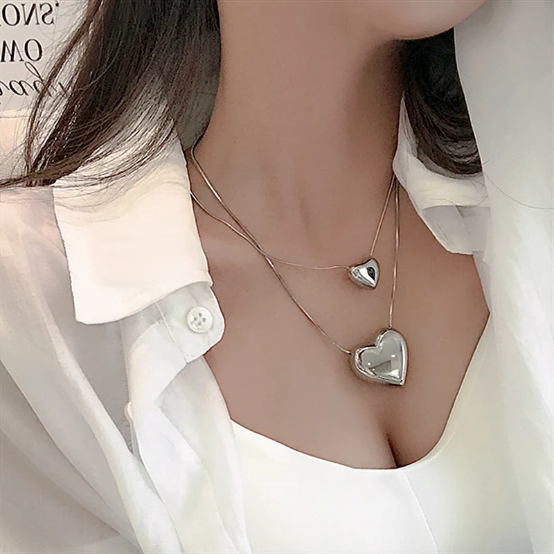 

316L Stainless Steel New Fashion Upscale Jewelry Love Heart Lovers Love You More Charms Chain Pendant Necklace For Women