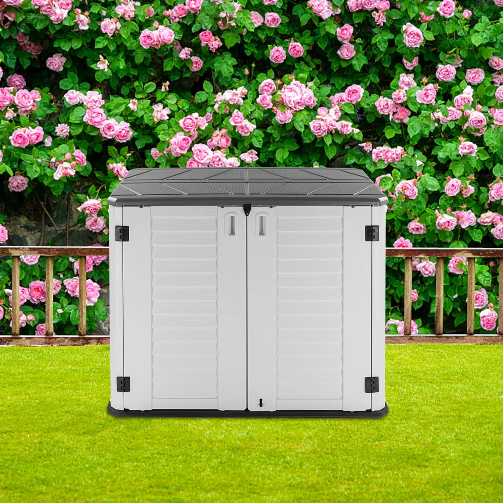 

125x73x104CM Courtyard Storage Box Storage Shed Storage Cabinet HDPE Plastic White[US-Stock]