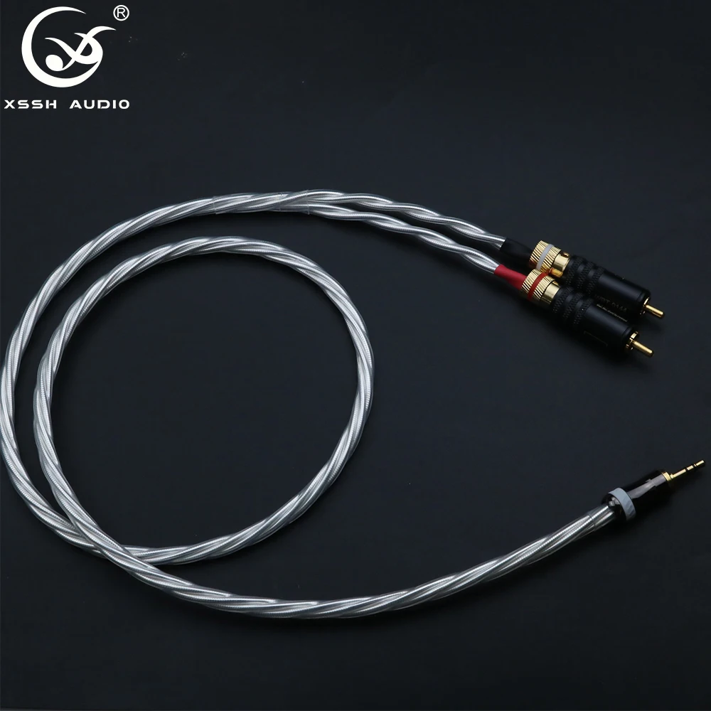 Сигнальные шнуры XSSH DIY HIFI Nordost серебристый Aux 3 5 мм штекер гарнитуры к 2 RCA разъему