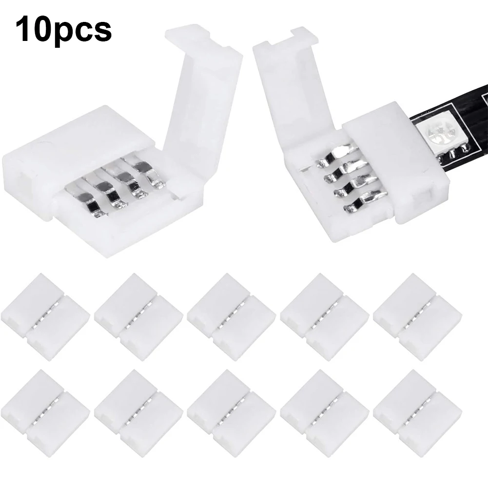 

10pcs Unwired RGB Lamp Terminal Extension SMD 5050 Gapless LED Light Strip Connectors 4 Pin Solderless 10mm Universal Adapter