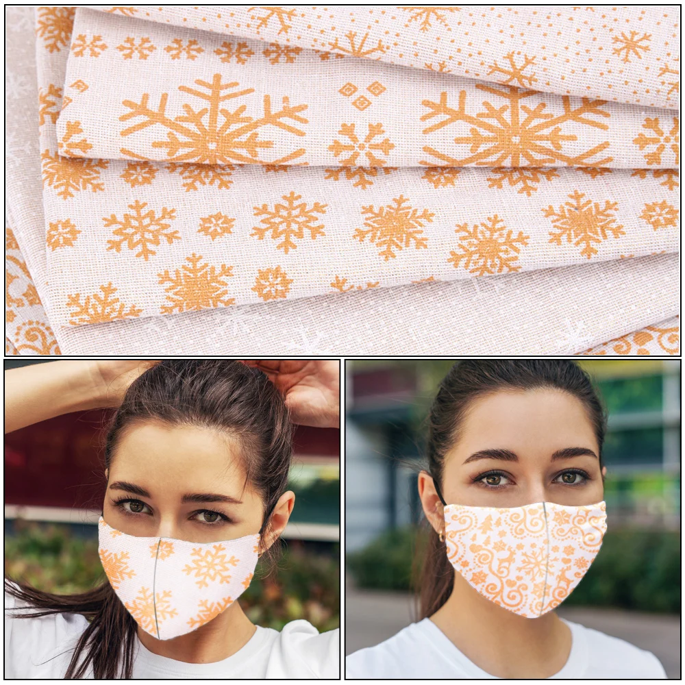 

10Pcs Christmas Cotton Fabric Bundles Gold Thread DIY Cotton Fabric Patchwork Squares Snowflake Bell Small Floral Cloth 20x20cm