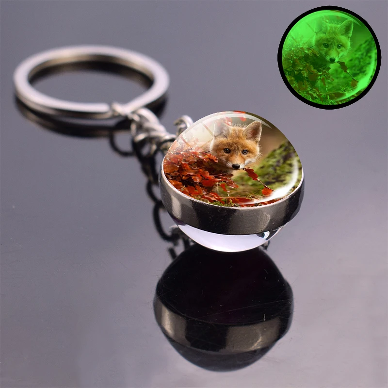Брелок для ключей в виде лисы со стеклянным шаром и подвеской Красной брелок
