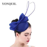 royal blue vintage fascinators with headband or hair clips for weddings women hats party dinner headwear ladies hair accessories