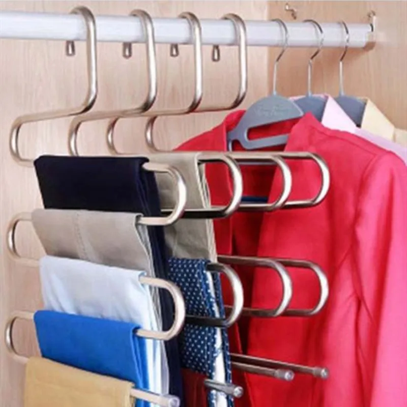 

5 layers S Shape MultiFunctional Clothes Hangers Pants Storage Hangers Cloth Rack Multilayer Storage Cloth Hanger 1PC