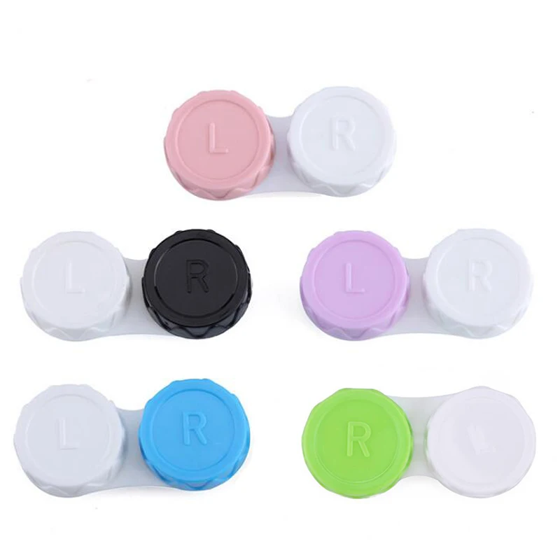 

Pocket Portable Mini Contact Lens Case Easy Carry Make up beauty pupil storage box Mirror Container Travel Kit Cute Style