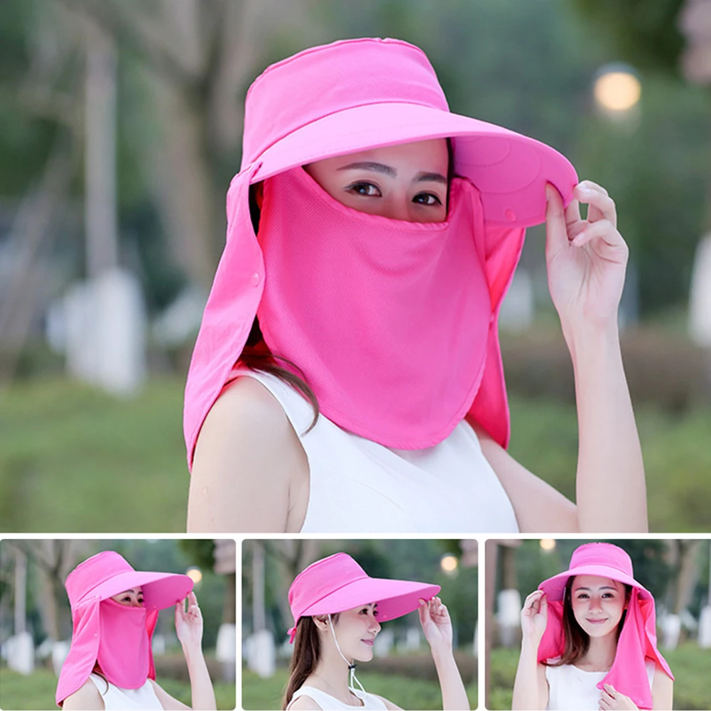 Women Face Cover Outdoor Wide Brim Sunshade Fishing Veil Riding Visor Anti-UV Sun Hat Neck Protection Adjustable Removable | Аксессуары