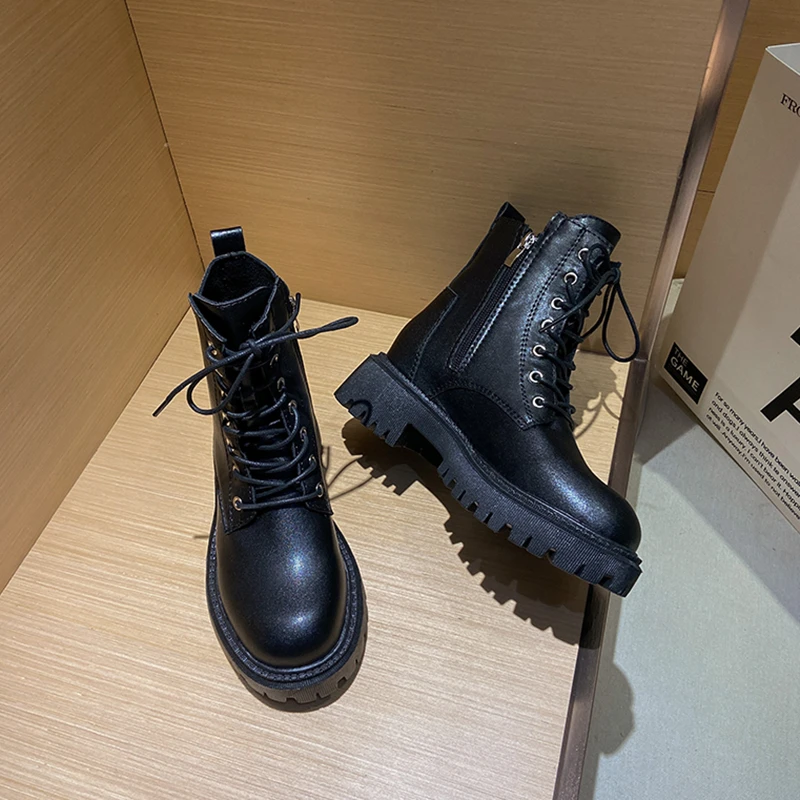 

Новинка 2021, зимние мотоциклетные ботинки, женские ботильоны в британском стиле, модная повседневная женская обувь, ботинки с высоким берцем