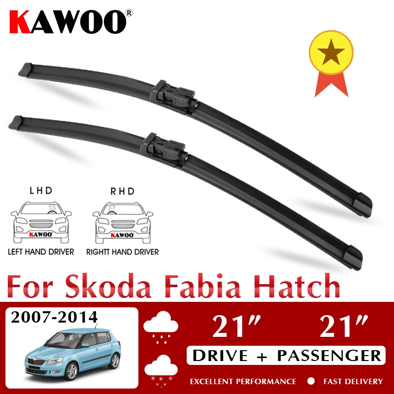 

KAWOO Wiper Car Wiper Blades For Skoda Fabia Hatch 2007-2014 Windshield Windscreen Front Window Accessories 21"+21" LHD RHD