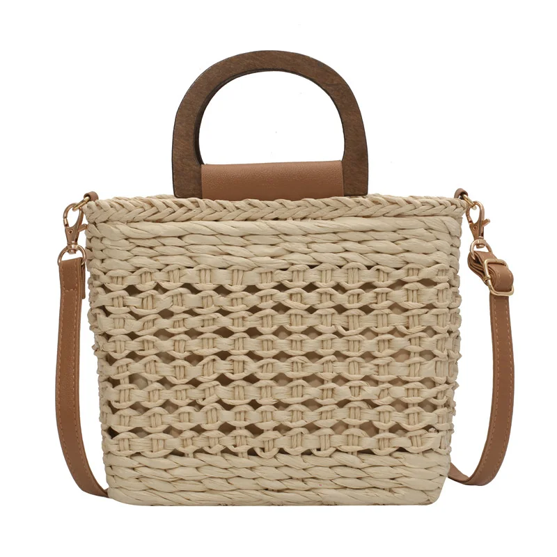 

Net Red Hand Woven Rattan Bag Summer Beach Tote Bag Large Capacity Tote Bag Single Shoulder Messenger Bag