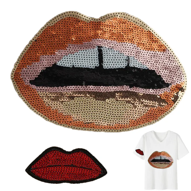 Железные Пластыри для аппликация на одежду с блестками пластырь губ Diy Женская