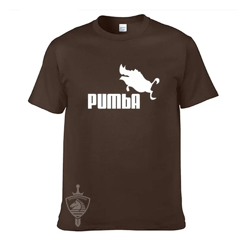 Европейский размер бренд PUMBA Лев Футболка Король Хлопок топы тройники мужские с