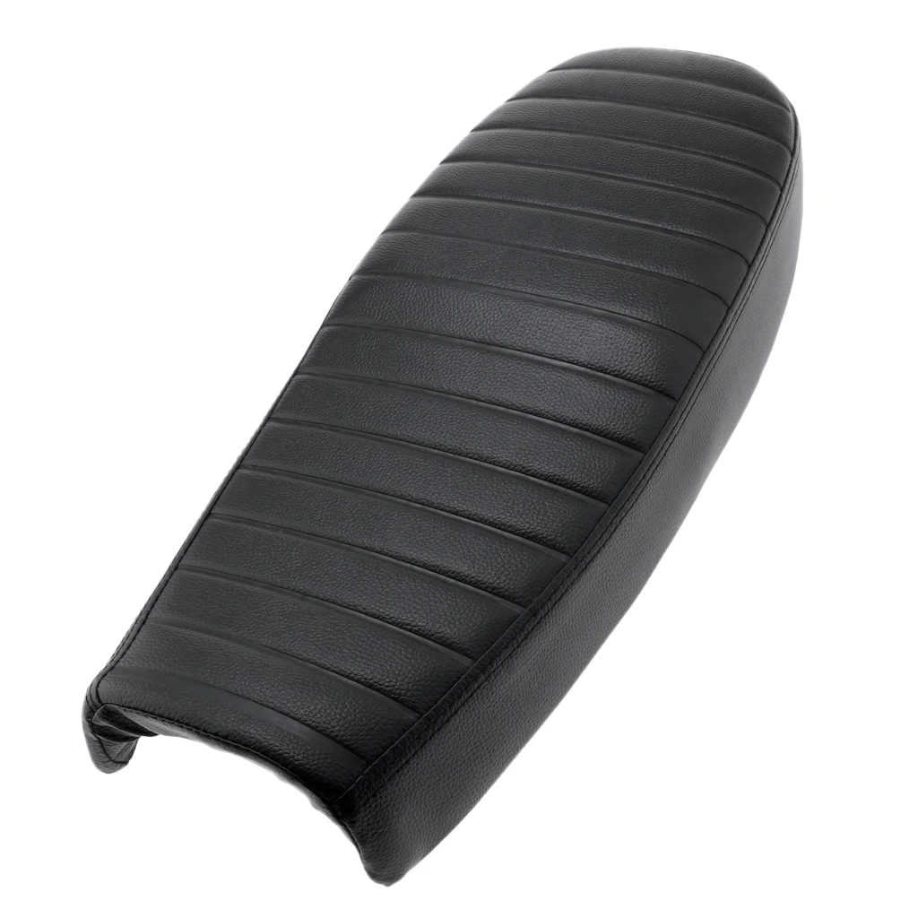 Motorcycle Flat Vintage Seat &amp Soft PU Leather Black Universal |