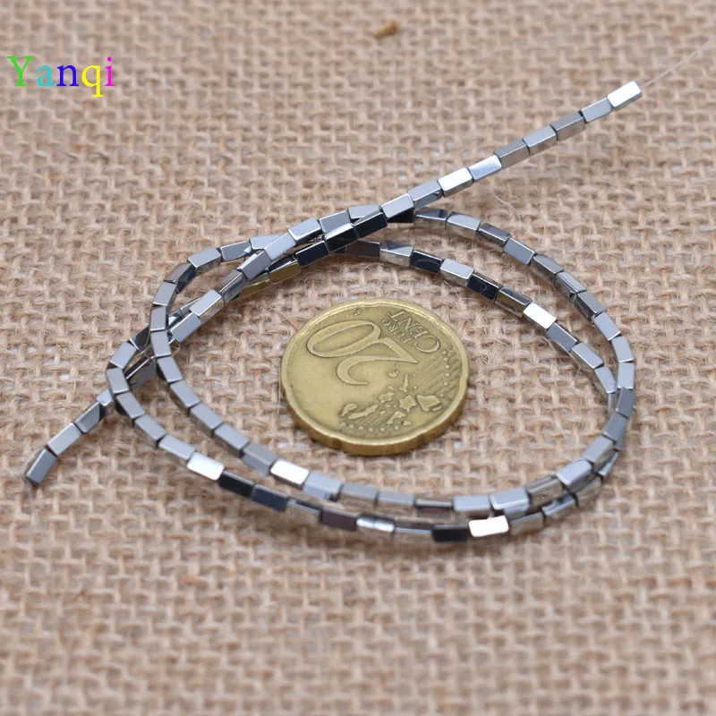 4-2x4mm 95 шт./лот, блестящие разноцветные бусины из натурального камня, гематит, прямоугольные бусины квадратной формы для самостоятельного изготовления ювелирных изделий - Цвет: 4-2x4mm