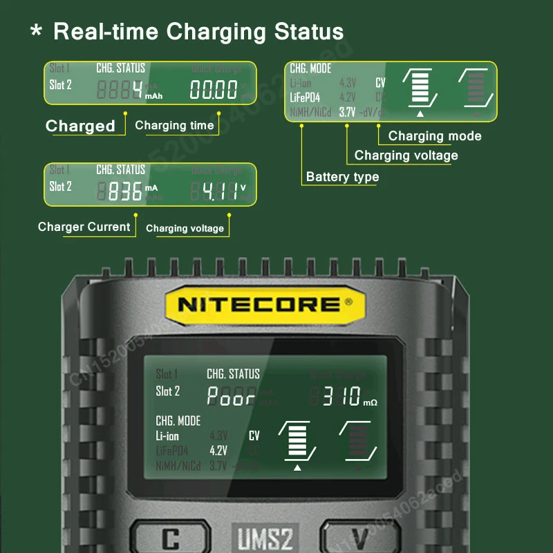 Оригинальное интеллектуальное зарядное устройство NITECORE UMS4 UMS2 4A USB для
