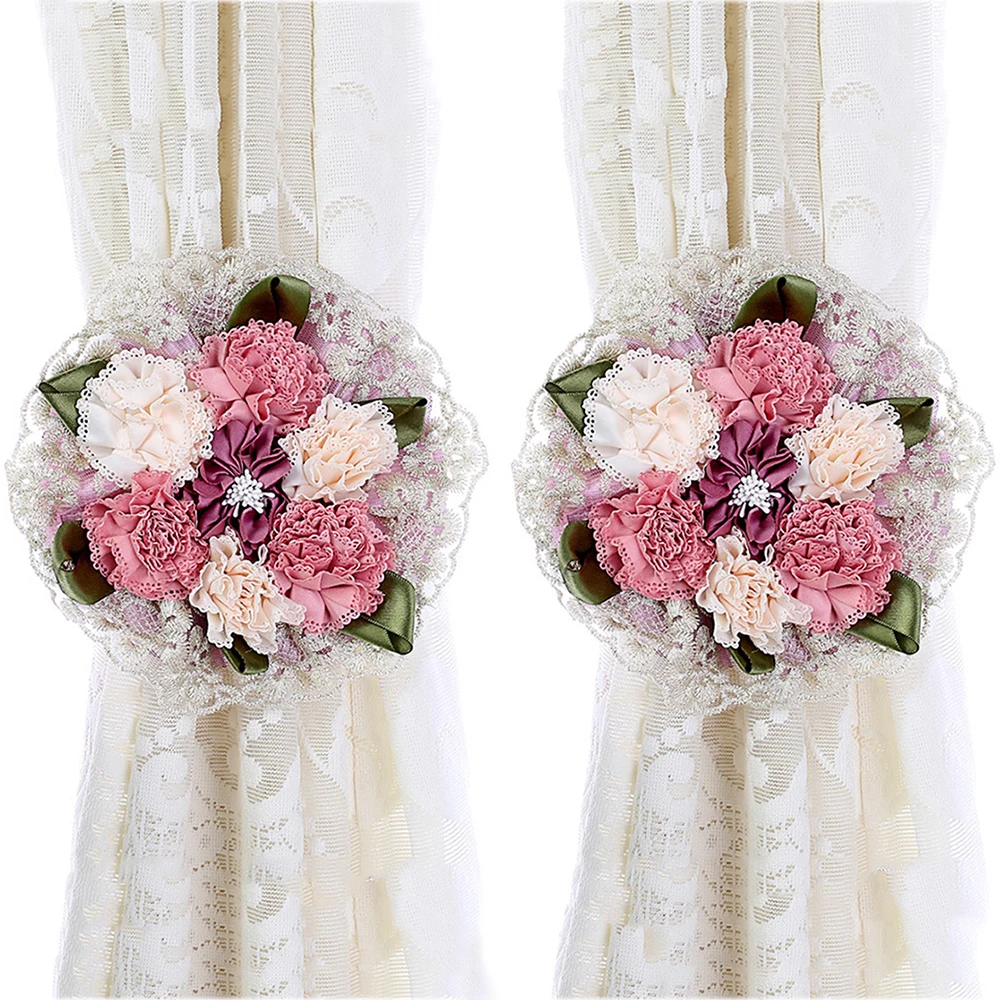 2 шт. занавески цветочные ремешки для дома гостиной с пряжкой хранения