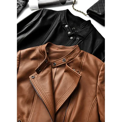 2021 Women  New Fashion Genuine Real Sheep Leather Jacket G12