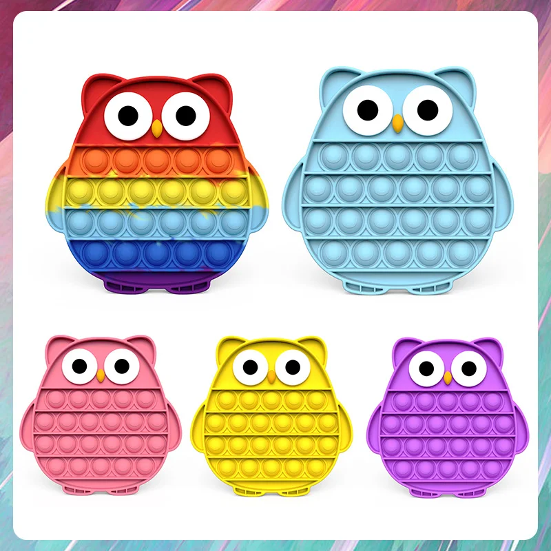 

Soft Fun Owl Shape Autism Push Bubble Sensory Toys Desktop Puzzle Anti Stress Toys Cup Mat Squeeze Toy Novelty Stress Reliever