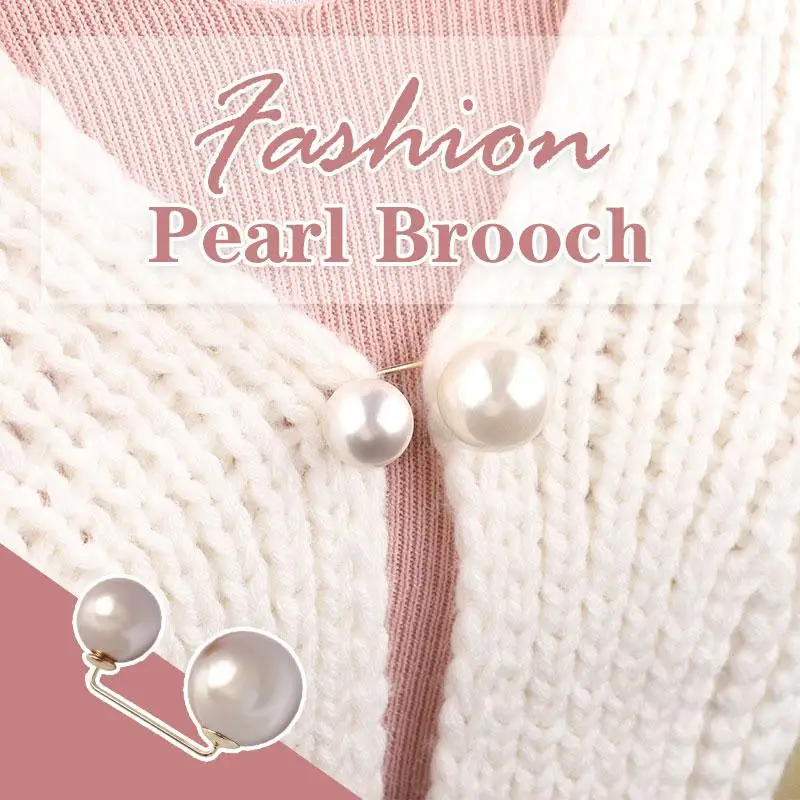 

New Design Female Trend Simple Geometric Distortion Pearl Brooch Fashion Pearl Women Lapel Anti-Glare Safety Brooch Pins