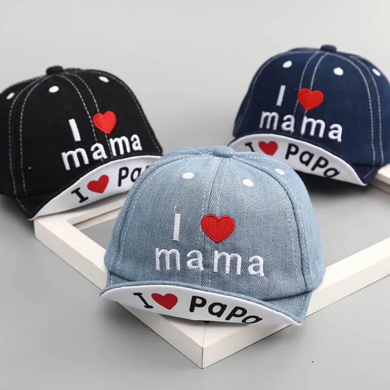 Модная Джинсовая детская шапка Love Papa Mama детские бейсболки с надписью летние
