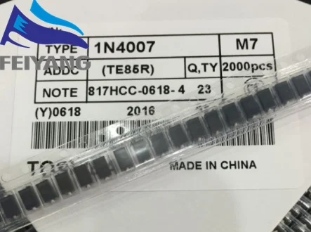 100 шт. диод M7 1N4007 SMD 1A 1000 В выпрямительный A027|Интегральные схемы| |
