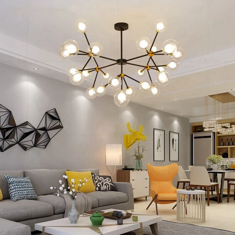 Черная люстра освещение для кухонного островка столовой искусство в