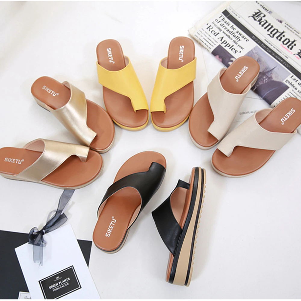 

Women's Sandals Fashion Summer new Flats Wedges Open Toe Ankle Leisure Beach Shoes Roman Slippers Sandals For Women hy530