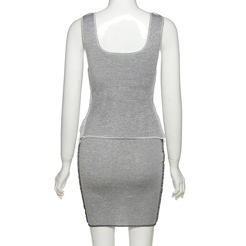 

Spring and summer 2021 new women's sexy sleeveless vest + high waist waist skirt slim casual T-shirt suit women