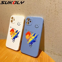 for iphone 12 pro max 11 pro xs max xr 8 7 6 plus se 2020 smile pattern bumper square silicone case full lens protection cover