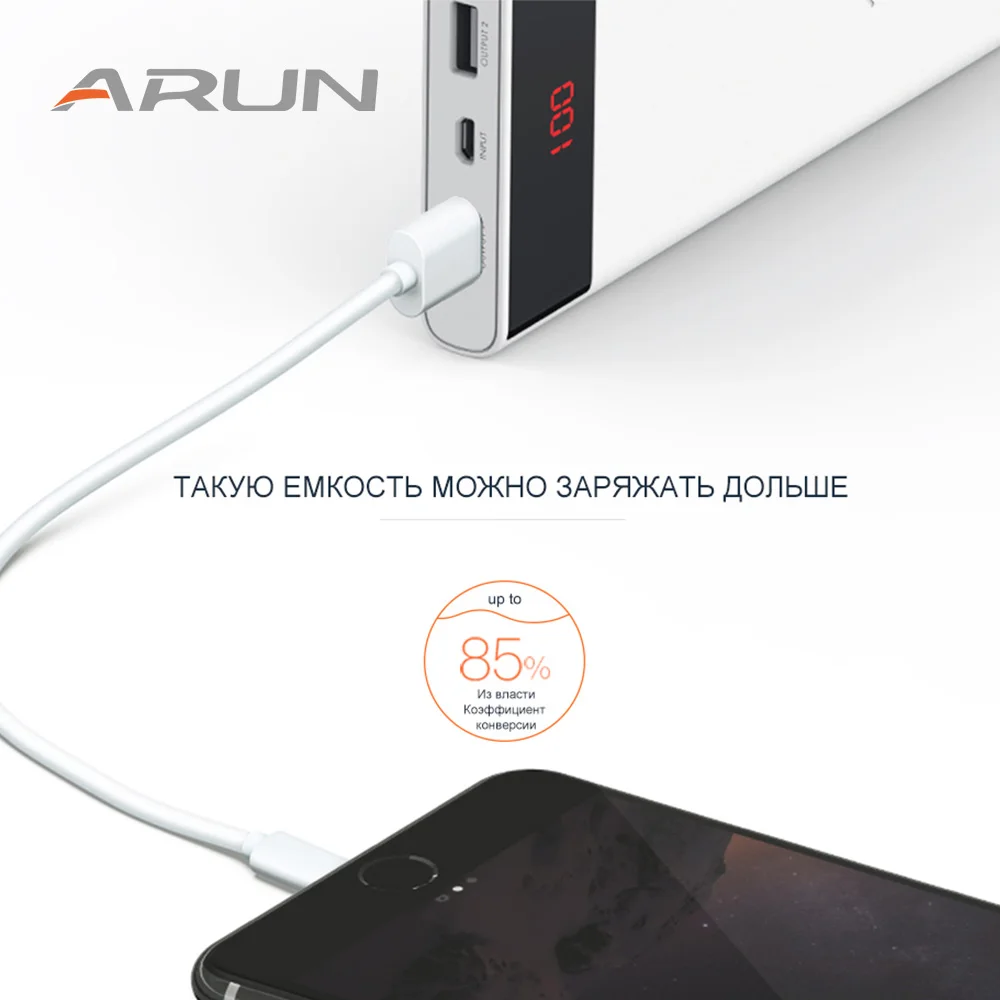 Внешний аккумулятор Arun с 2-мя USB-портами 12000 мАч | Мобильные телефоны и аксессуары