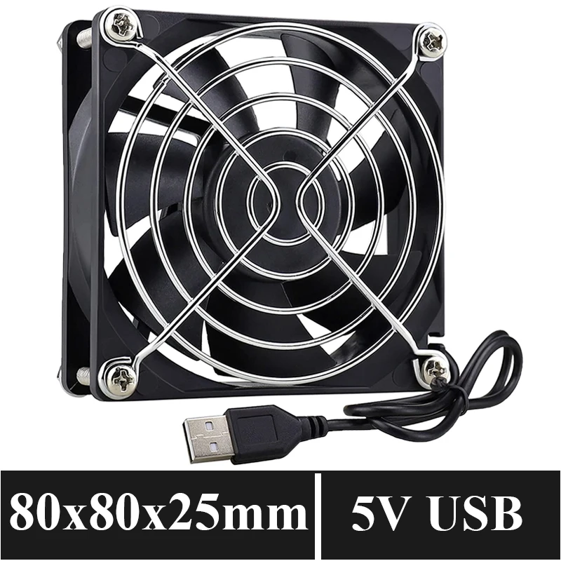 Gdstime 80 mm Ventilador Axial de Refrigeração Usb 80 mm x 25 mm 8025 sem Escova Computador Case Cooler para Computador Portátil Computador Indústria Peças Ventiladores e resfriadores