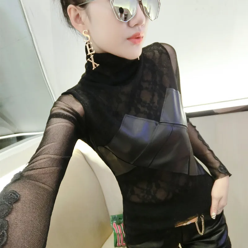 Пуловер женский сетчатый с флисовой подкладкой на осень/зиму T99108 | Женская одежда