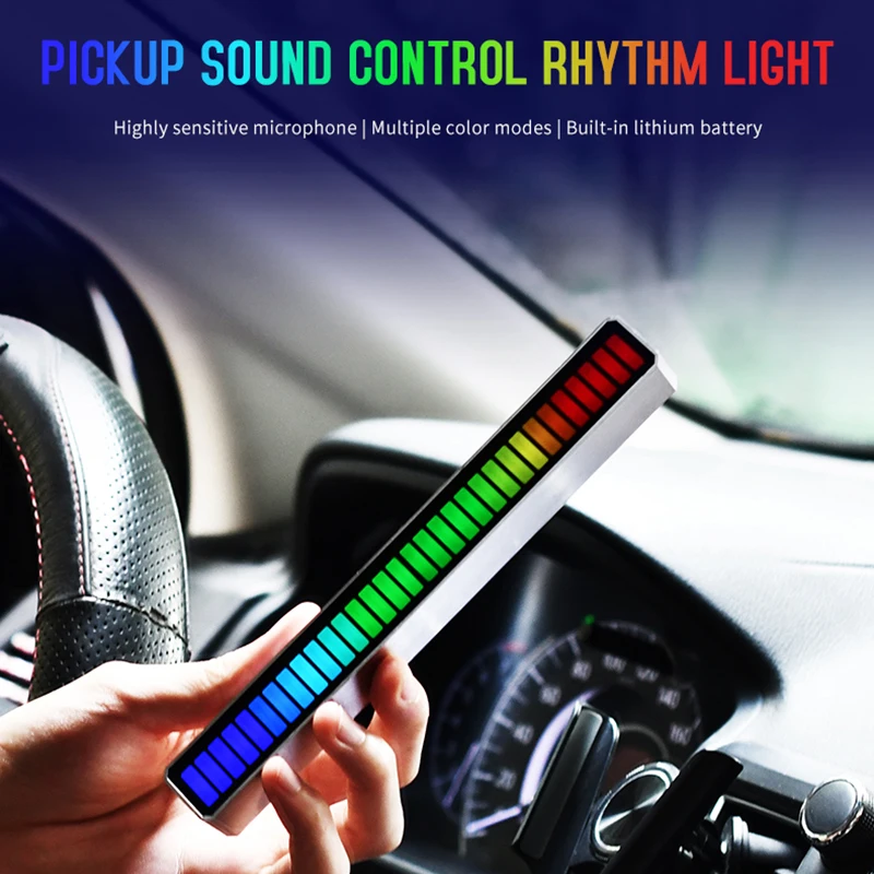 

LED Strip Light Sound Control Pickup Rhythm Light Music Atmosphere Light RGB Audio Spectrum Bar Ambient DJ LED Display Lamp