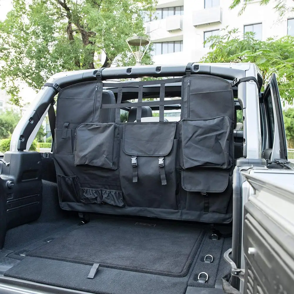Car Rear Seat Cover for Jeep Wrangler 2007-2019 JK&ampJL 4 Door with Multi-Size Organizer Storage Bags/Trunk Cargo Tool Organizers |