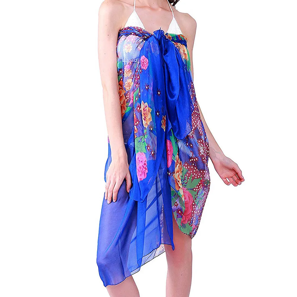 Женский шифоновый купальный костюм в богемном стиле Пляжное Платье-парео-шарф