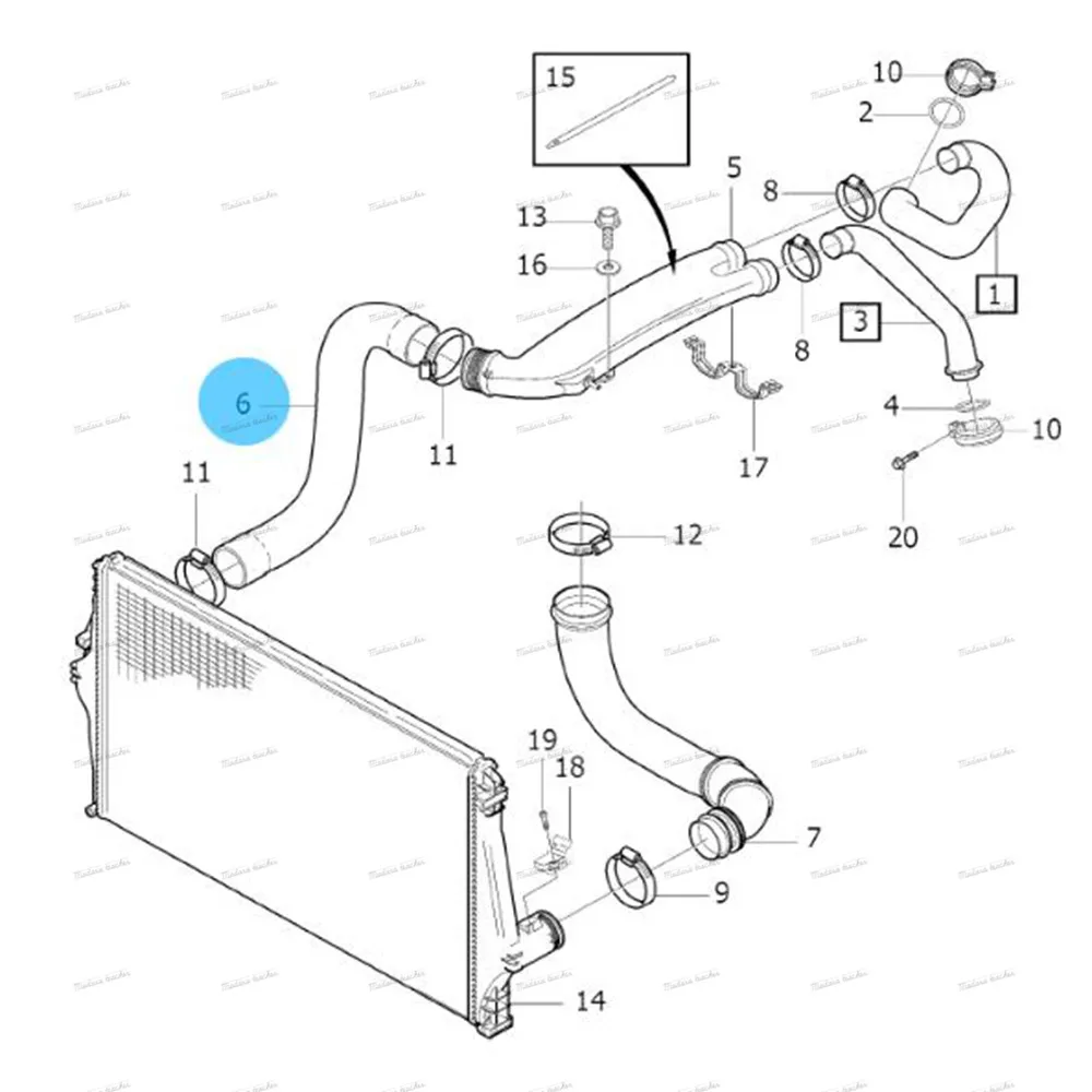 Верхний впускной шланг интеркулера для Volvo Turbo нового модели XC90 2003 2004 2005 2006 6